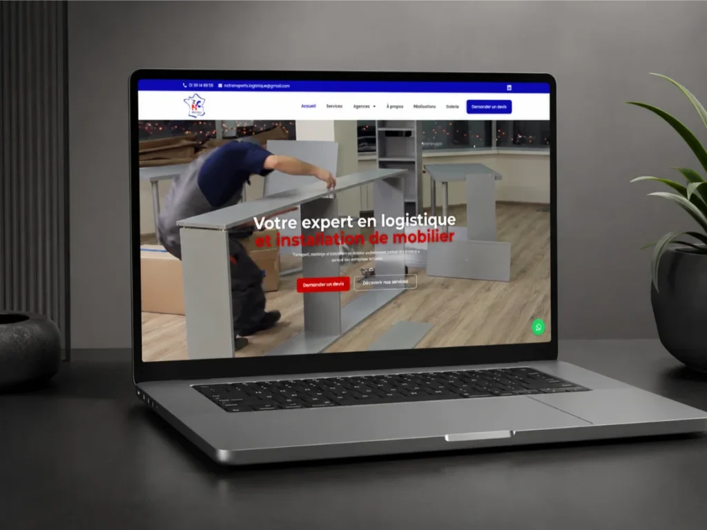 le site de ncinstalltransports sur laptop