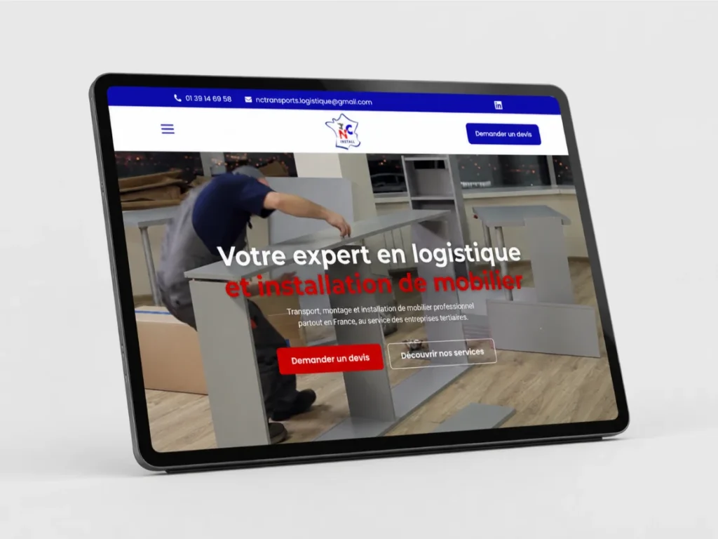 le site de ncinstalltransports sur tablette